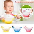 Чаша для кормления ребенка с присоской, набор посуды, ложка с датчиком температуры, без БФА, детская чаша, тарелка, Детские аксессуары