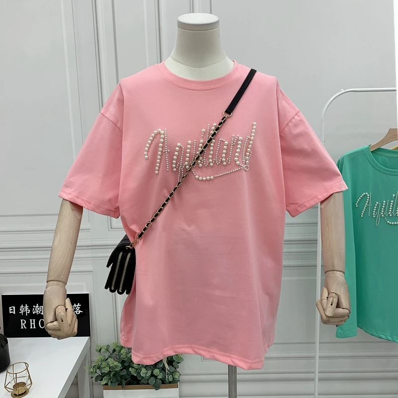 

Women's Korean-Style Short-Sleeved T-shirt Mid-Length Fashionable Stylish Loose round Neck Half-Sleeve Summer Tops Women Clothes