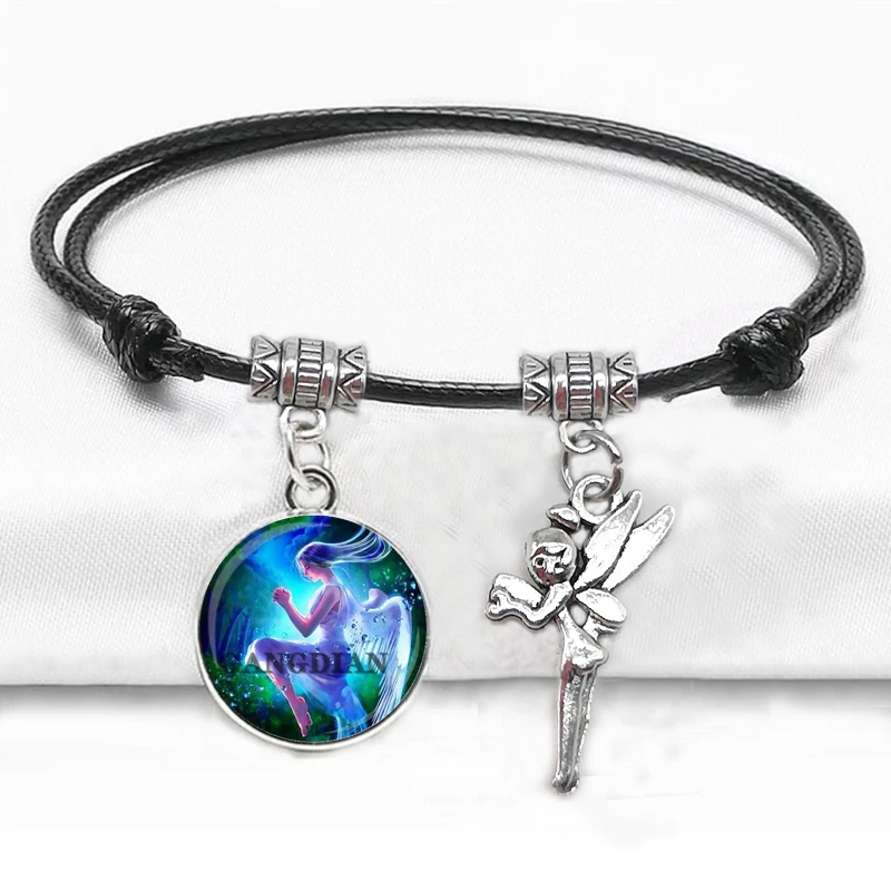 Готический Шарм Ангел Луна стеклянный браслет из кабошона сказка шпилька модная