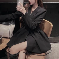 black blazer dress women long sleeve autumn mini elegant party dress female high waist korean sexy club dress office lady 2021