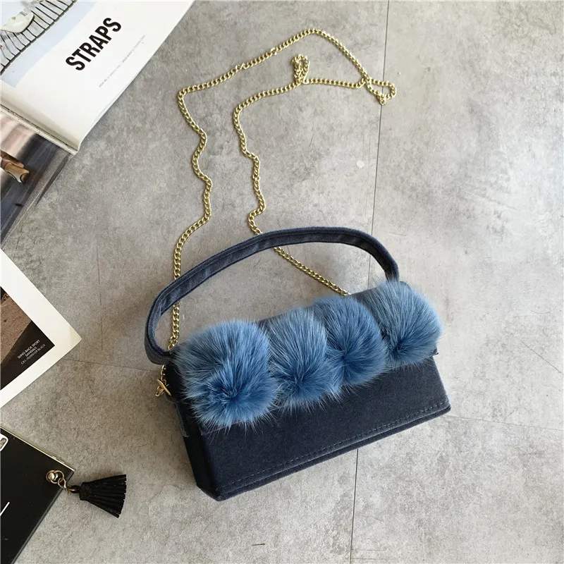 

Velvet Handbag Women Fur Blush Box Crossbody Bag Square Shoulder Messenger Bags Female New Elegent