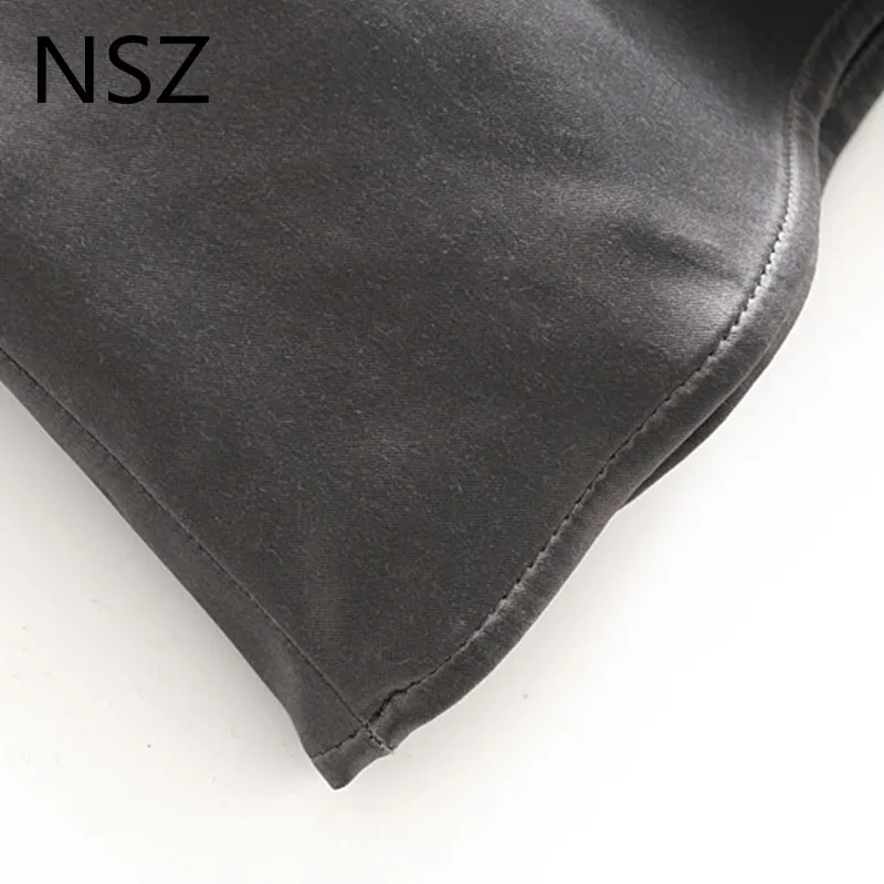 Женское шелковое атласное платье-рубашка NSZ длинное платье с длинным рукавом