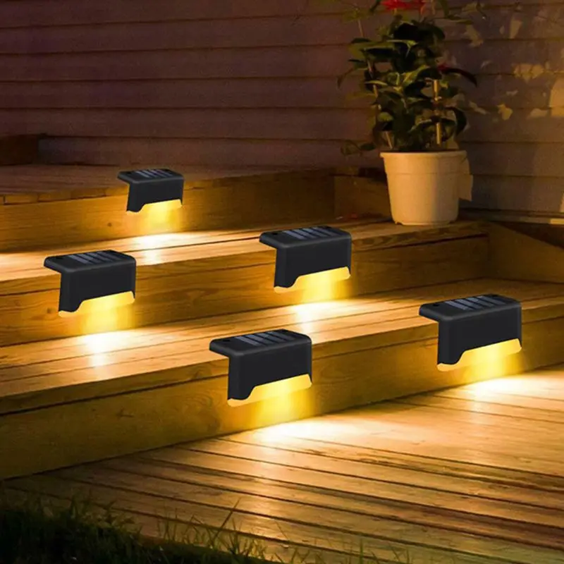 

4Pcs Solar Powered LED Deck Lights Outdoor Path Garden Stairs Step Fence Waterproof Lamp Decor for Pathway Patio Walkways