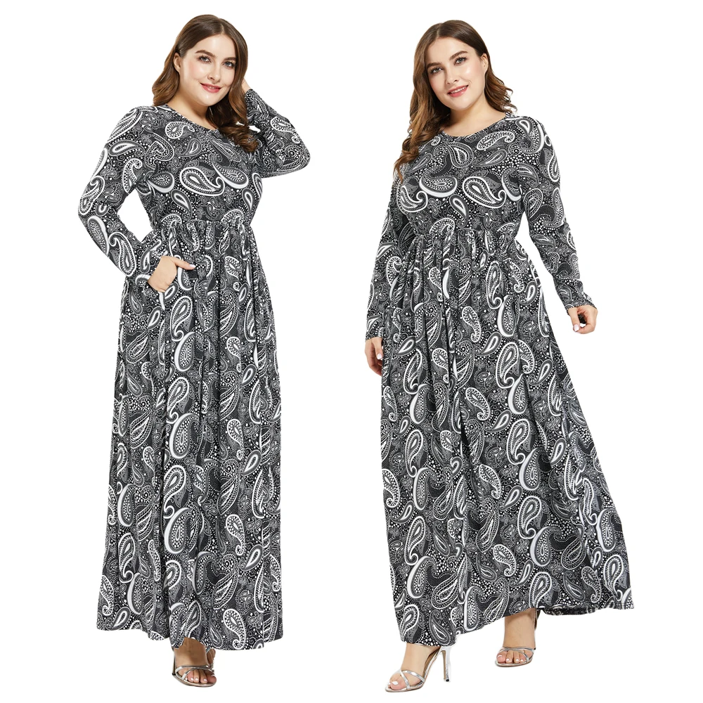 Модная мусульманская женская печать длинное платье Абая Дубай вечерние платье исламское в винтажном стиле кафтан коктейльное халат размер...