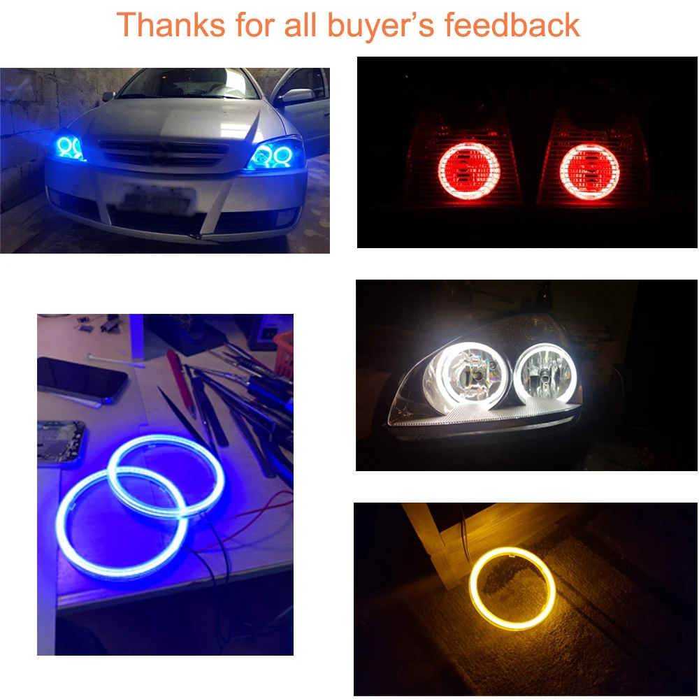 YM E-Bright 1 пара COB 60 мм 80 мм 120 мм 12 В DC с крышкой Halo кольца 70 мм 90 мм 100 мм 110 мм Angel Angelic Eyes светодиодный автомобильный фонарь