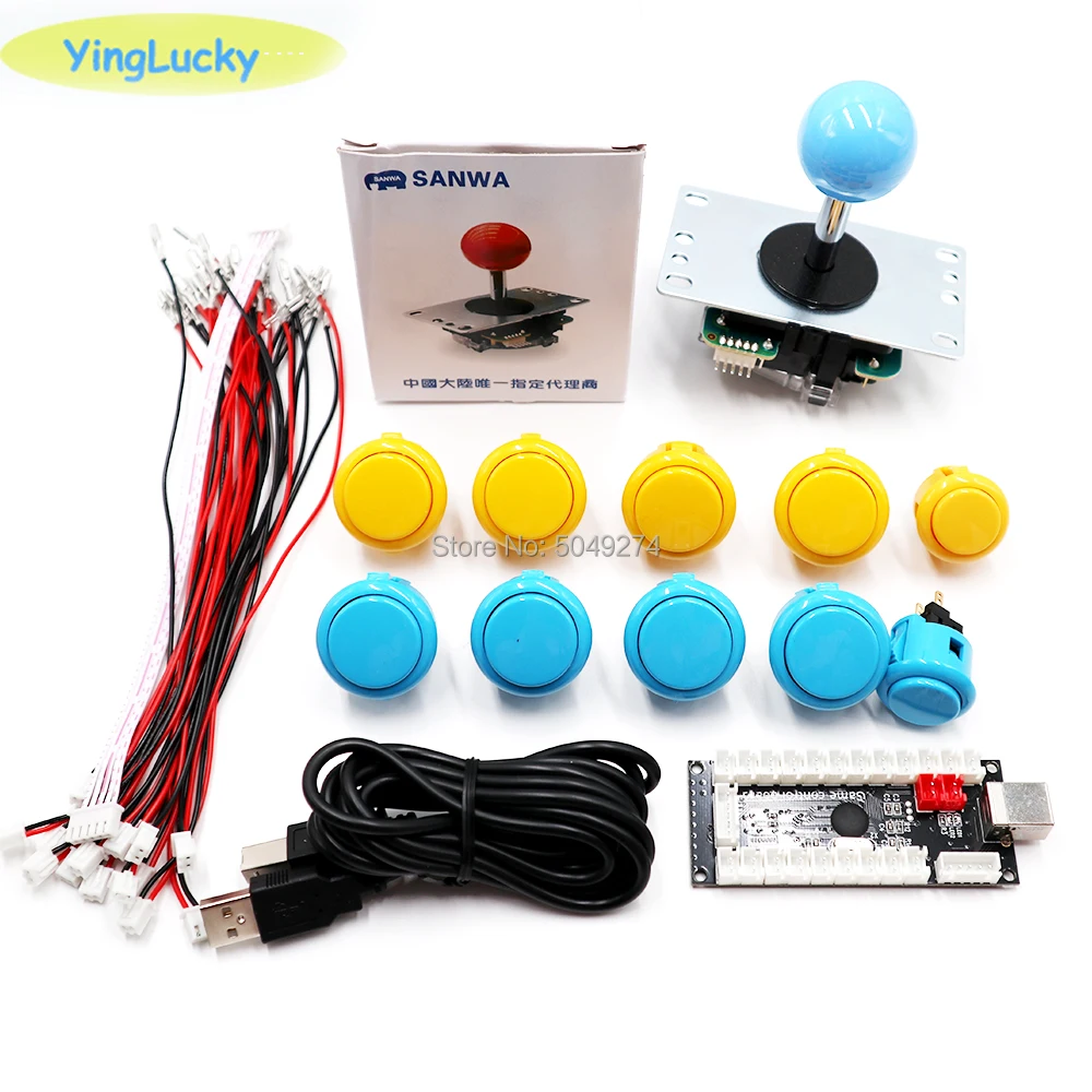 Комплект Аркады своими руками, аркадный джойстик DIY Kit, USB кодировщик для ПК, Sanwa Джойстик+ кнопка Sanwa для Аркады MAME& Raspberry Pi 3B