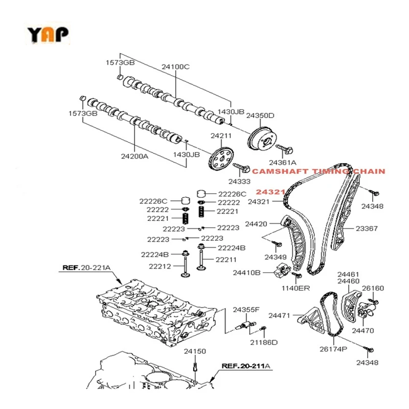 Фото Комплект цепи ГРМ 1GRFE для TOYOTA Tacoma FJ Cruiser 4Runner 1GRFE 4.0L V6 1GRFE TK2030 2003-2012 №3