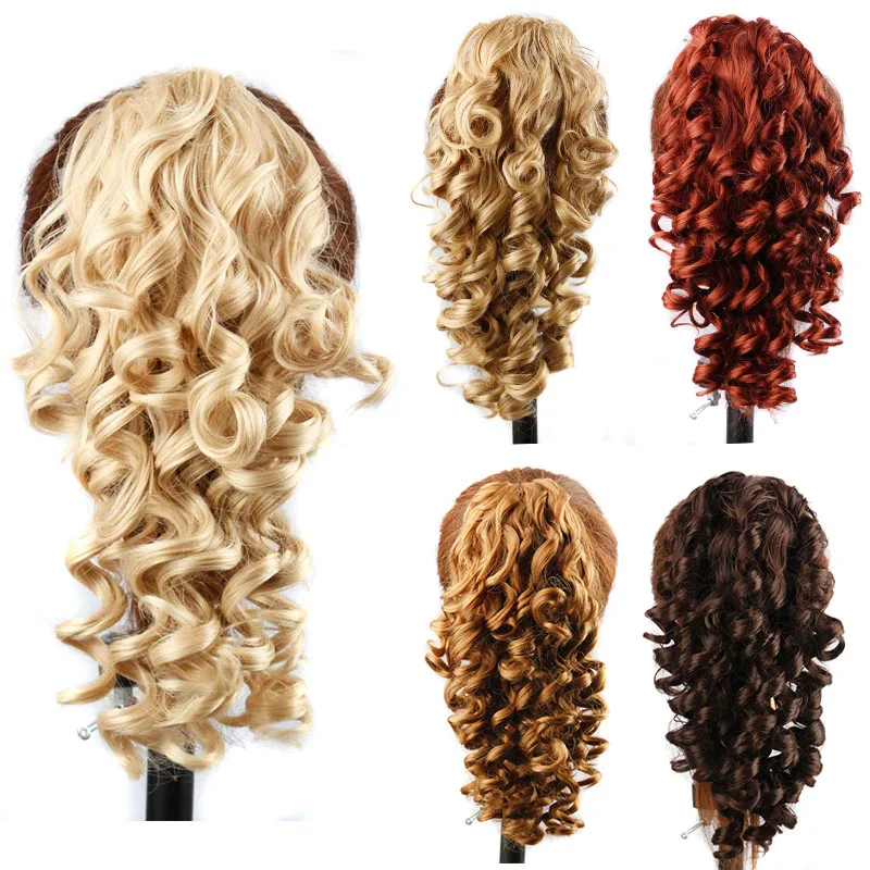 Длинные вьющиеся конский хвост волосы кусок коготь клип в наращивание волос