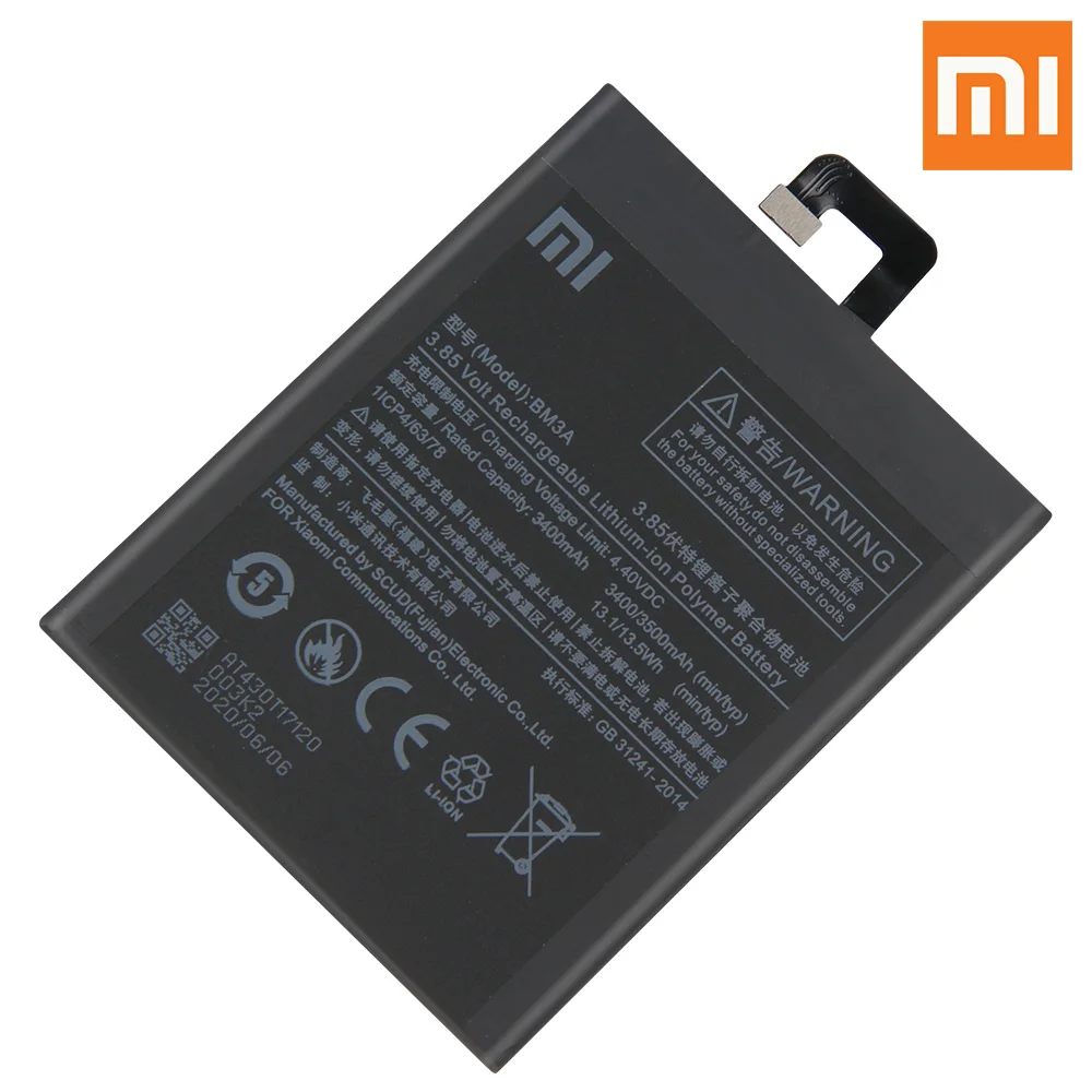Оригинальный запасной аккумулятор Xiao Mi BM3A для Xiaomi Note3 note 3 оригинальный