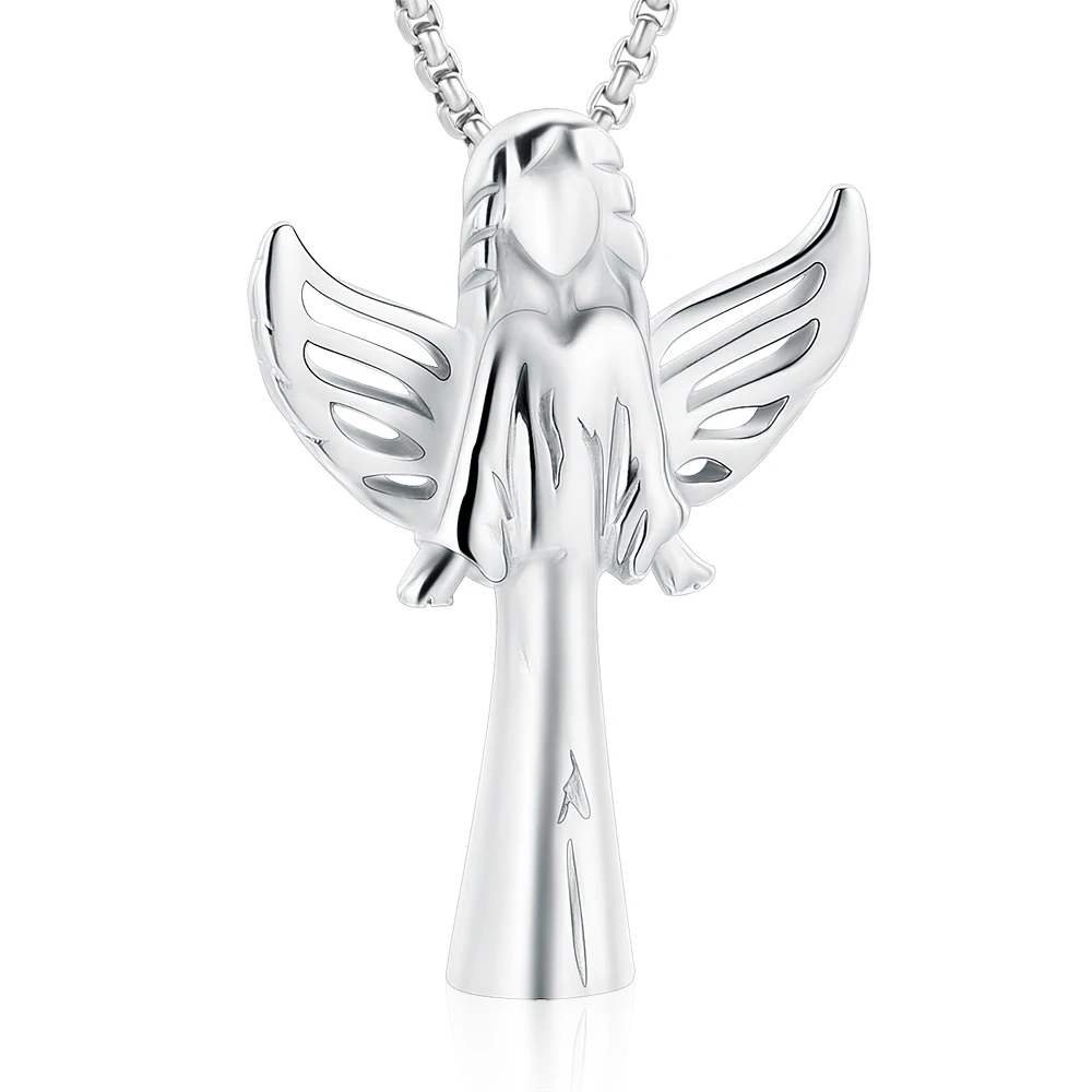 New angel 1 IJD9739 Крыло ангела завернутый фарий из нержавеющей стали кремации ювелирные изделия держать близких пепел Keepsake ожерелье с кремационной урной - Окраска металла: New angel 1