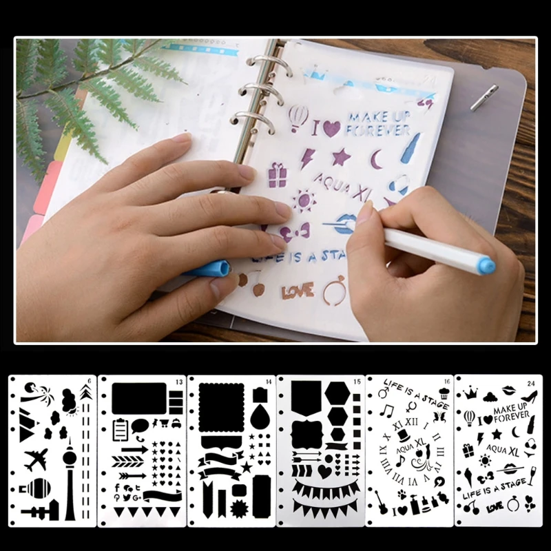 

Bullet Journal Stencil Plastic Planner DIY Craft Drawing Template Diary Decor A6