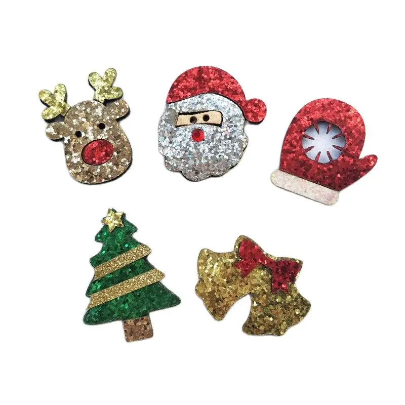 20 шт./лот многоцветные блестящие Рождественские рога мягкие аппликации для