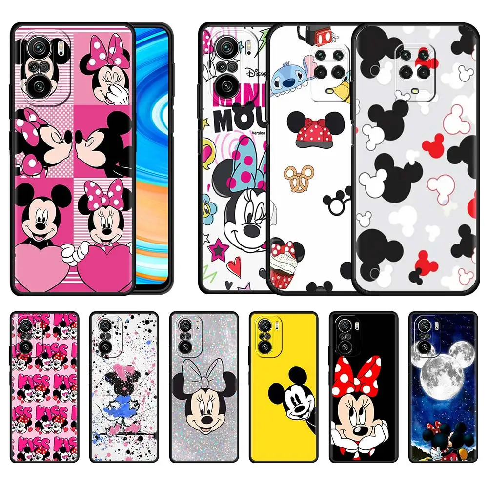 

Black Case For Xiaomi Redmi Note 9S 10 8 Pro 8T Soft Coques Mobile Phone 9 4G 9C 7 Cover Fundas Cartoon Pink Minnie