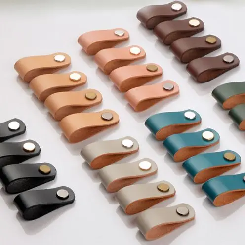 

Wardrobe Soft Leather Dresser Handles Drawer Pulls Equipment Cabinet Kitchen Brown Modern Door Knobs And Handles For Furniture