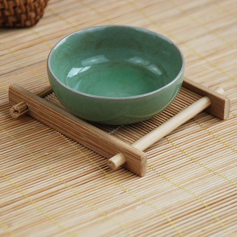 

Kung Fu tea set tea ceremony bamboo square bamboo cup pad well shaped tea cup holder bamboo tea tray tea cushion