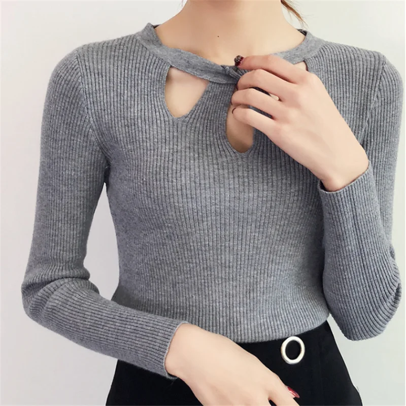 Женский свитер Зимний вязаный корейский стиль женский с v-образным вырезом
