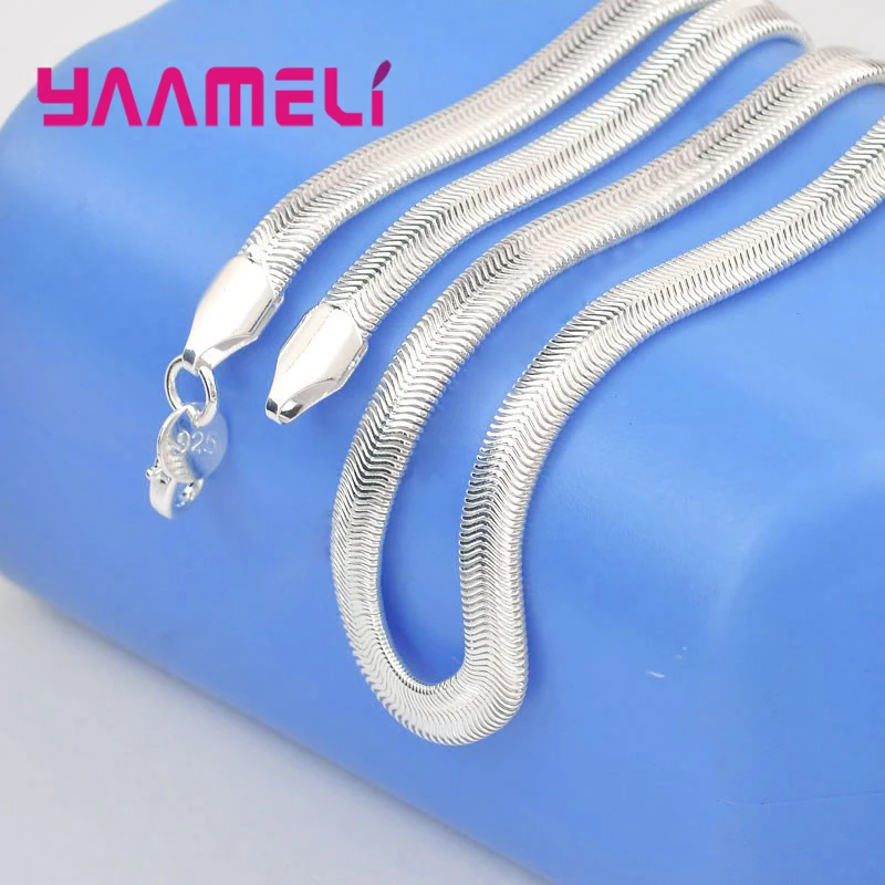 

16-24Inch Nice 925 Sterling Silver Smooth Snake Men Women Necklace Chain With Lobster Clasps Set 6mm Statement Heavy Jewelry