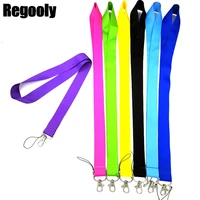 pure color lanyard keys phone holder funny neck strap with keyring id card diy animal webbings ribbons hang rope