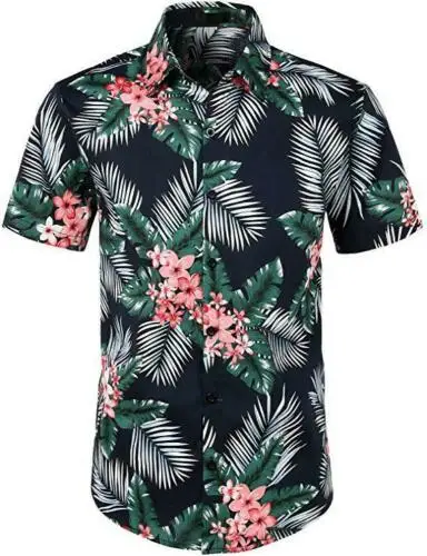 

Fashion Hot Sale Men Hawaiian Flower-print Short Sleeve Summer Beach Style Lapel Shirts Holiday Casual Comfortable clothes S-XXL