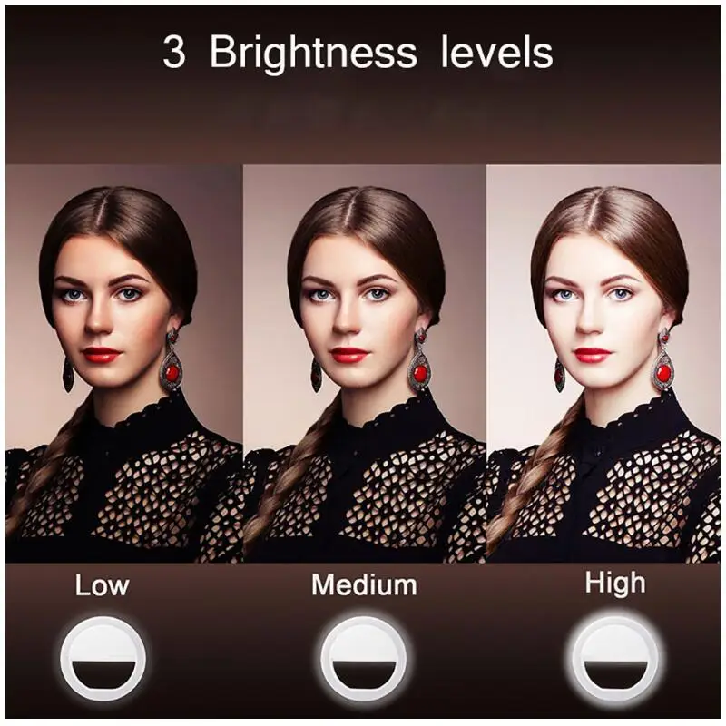 Светодиодная кольцевая лампа для селфи с зажимом телефона камеры портативная в