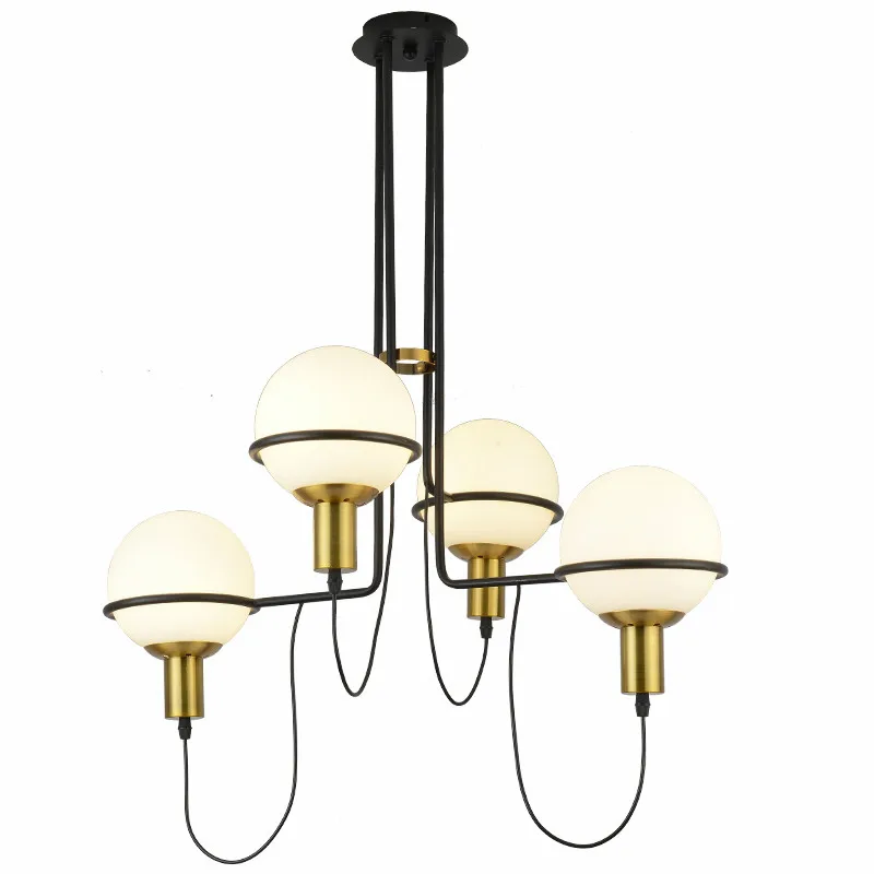 Скандинавская черная металлическая светодиодная люстра E27 потолочный