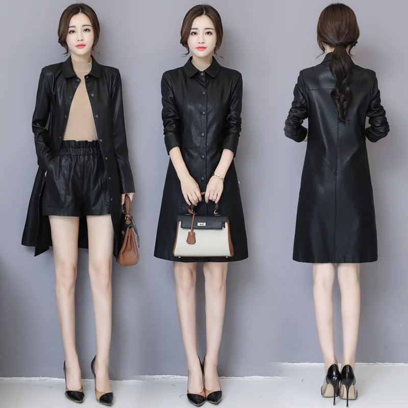 Известная Новая модная Осенняя Женская дубленка пальто средней длины ветровка