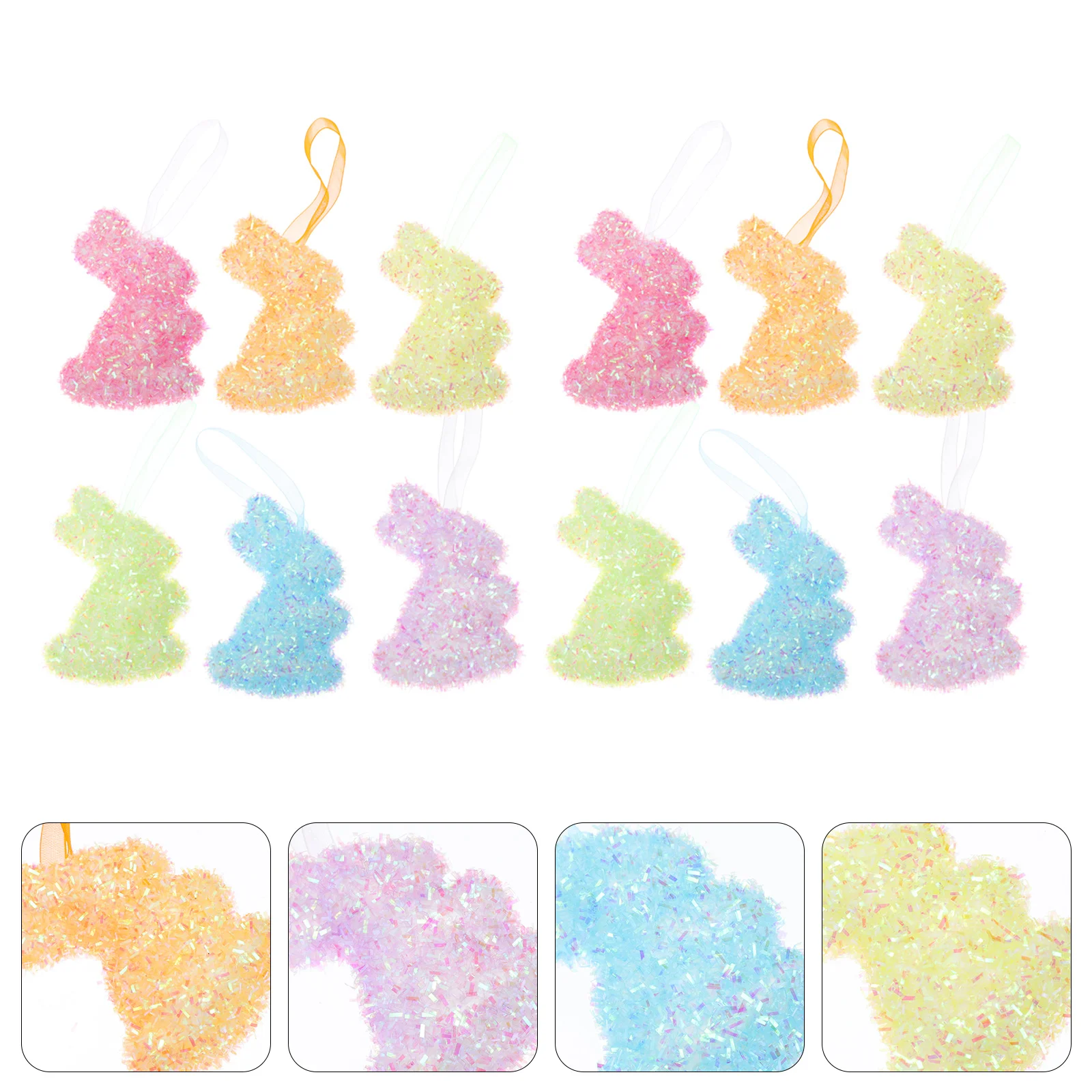 

12pcs Easter Rabbit Hanging Decors Creative Foams Rabbit Pendants Easter Decors