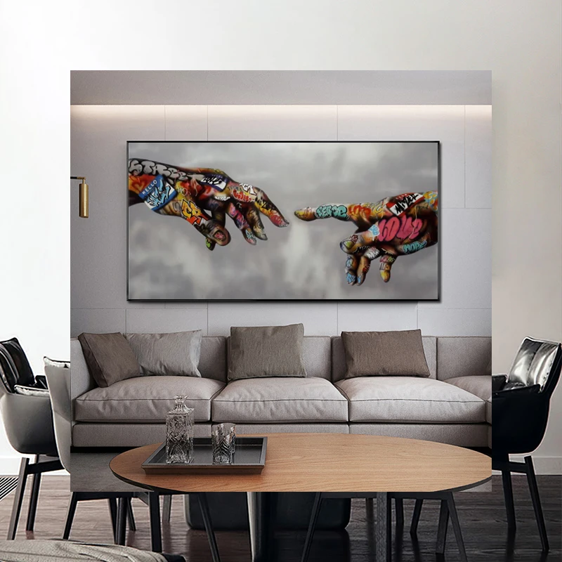 

Street Graffiti Art Lover Kissing Canvas Painting Posters And Prints Abstract Hand Wall Art Picture For Living Room Home Decor