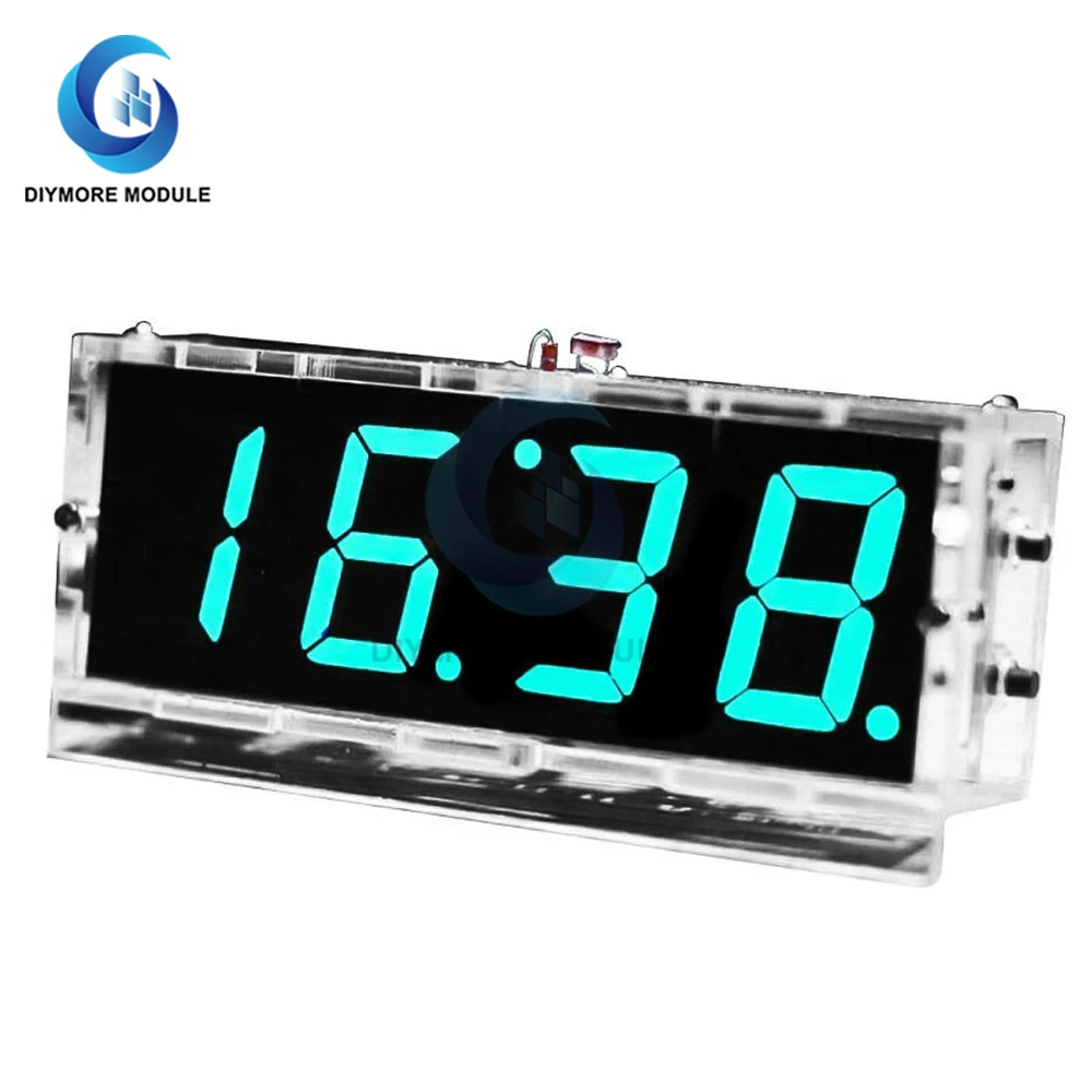 DIY Electronic Kit Clock LED Microcontroller Kit Digital Clock Time Light Control Temperature Thermometer Red/Blue/Green/White