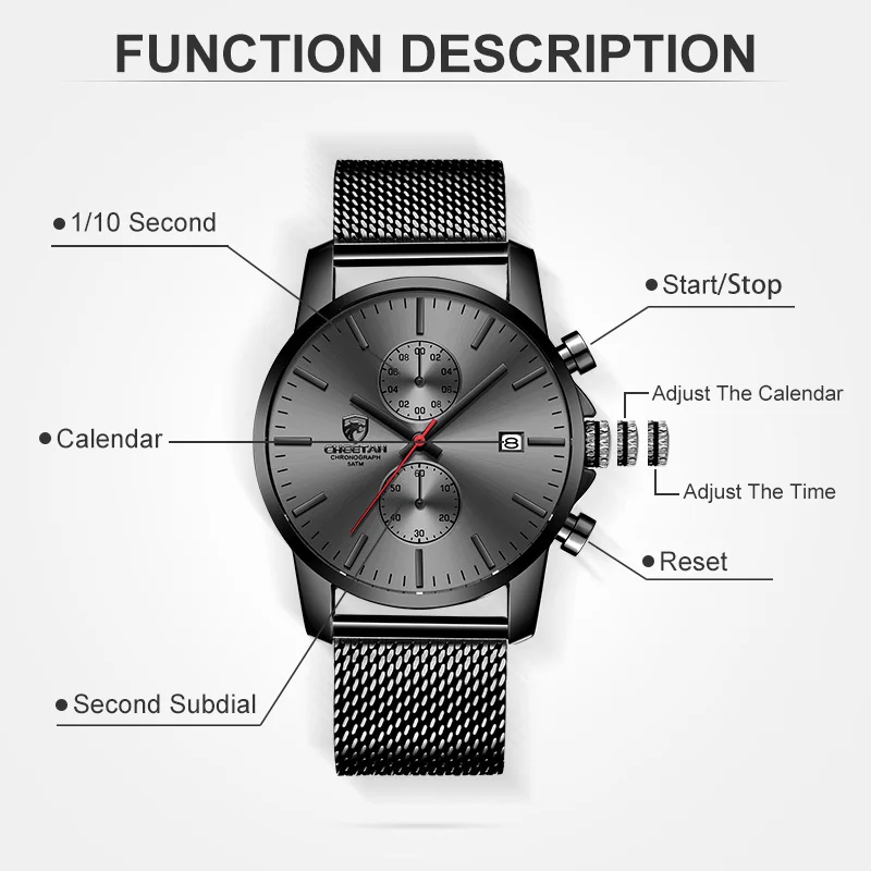 Reloj Hombre 2019 CHEETAH модные трендовые мужские часы erkek kol saati хронограф деловые