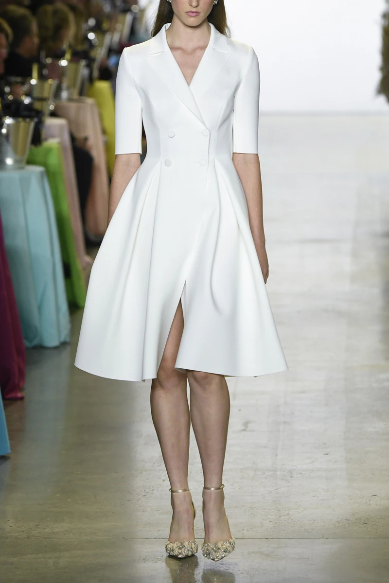 Женское Деловое платье-блейзер белое элегантное платье миди для подиума |