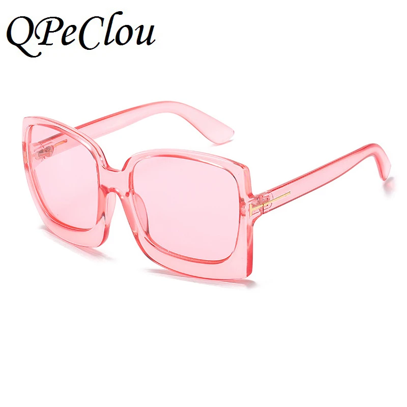 

QPeClou 2020 New Fashion Oversized Colorful Square Sunglasses Women Brand Designer Big Plastic Frame Sun Glasses Female Shades