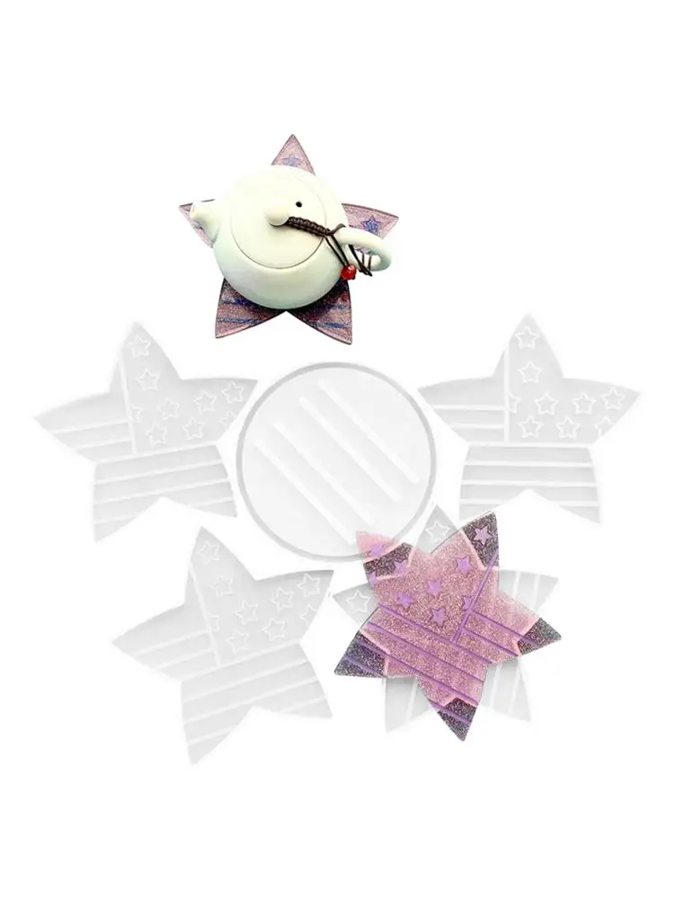 

5 Pcs/Set Five-pointed Star Coaster+Cup Mat Holder Epoxy Resin Mold Mug Pad + Storage Base DIY Crafts Silicone Mould