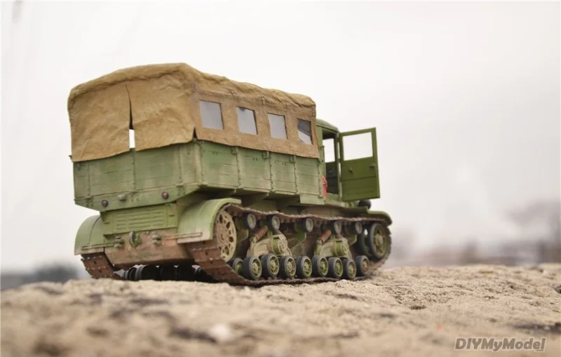 DIYMyModeI-tractor de artiller&iacute;a pesada voroshlov, juego de maqueta de papel artesanal, rompecabezas de juguete hechos a mano, regalo, utillaje de pel&iacute;cula-4