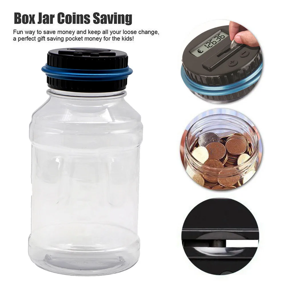 Прозрачная электронная цифровая копилка для монет счетчик экономии ЖК дисплей