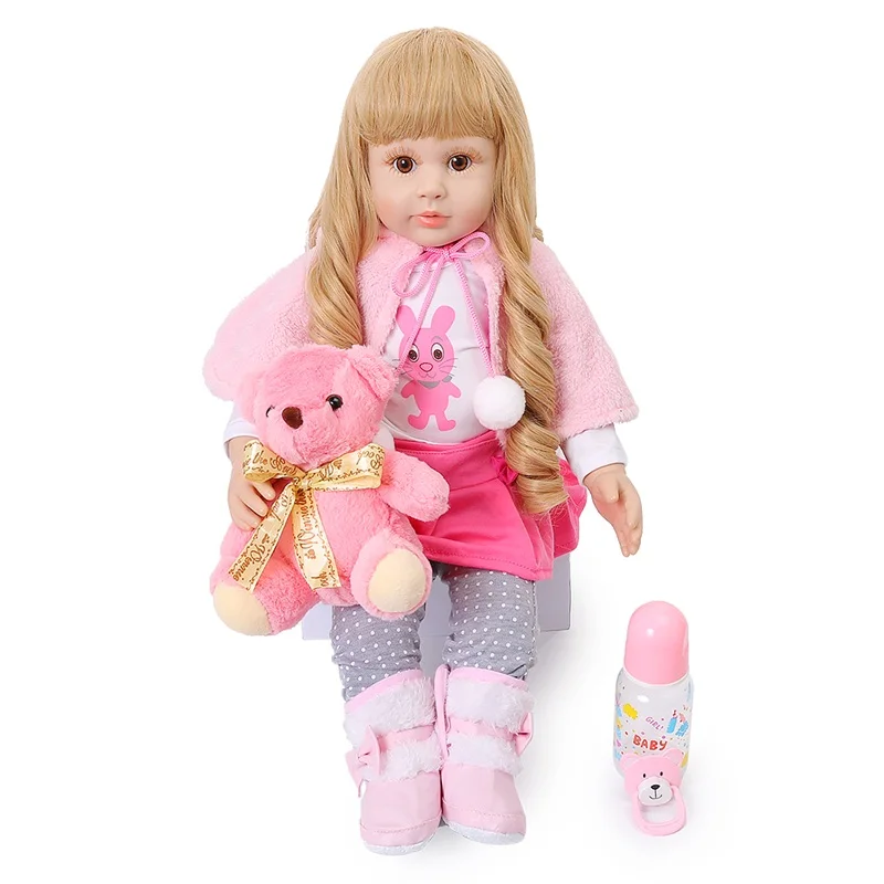 Reborn Baby 60 см Мягкий силикон с шалью куклы цельное Силиконовое тело принцесса малыш