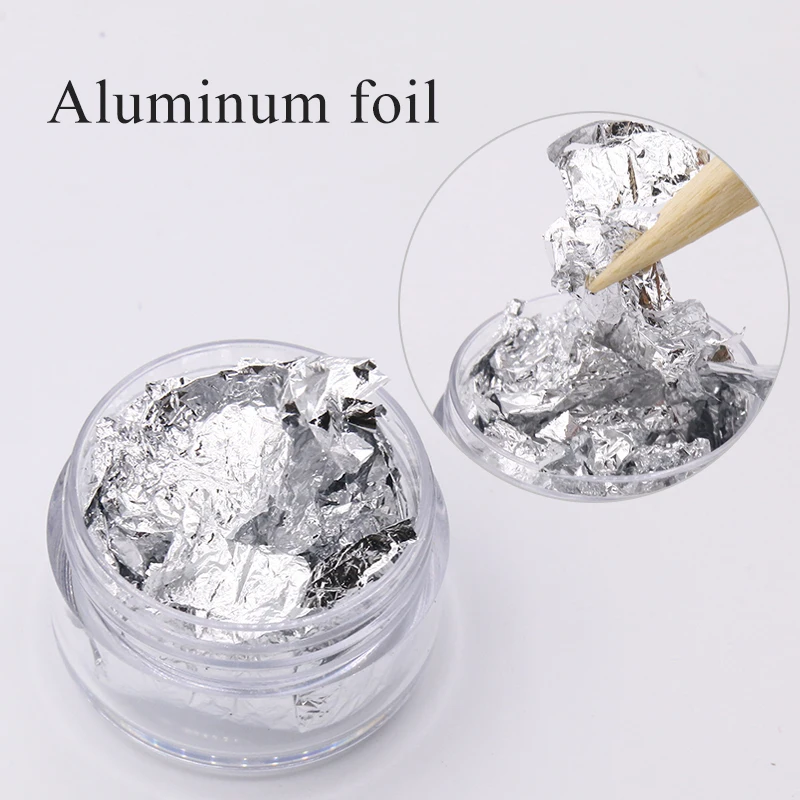 Silver Foil Имитация золотых листьев хлопья медные хлопья для скользящего искусства украшения ногтей Серебряная медная Золотая фольга осколки золотые хлопья ремесло - Цвет: Silver Foil