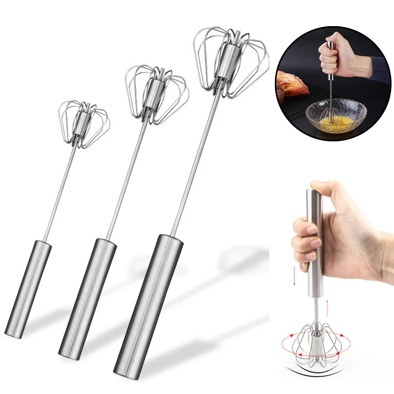 

Semi-automatic Egg Beater 304 Stainless Steel Egg Whisk Manual Hand Mixer Self Turning Egg Stirrer Kitchen Accessories Egg Tools