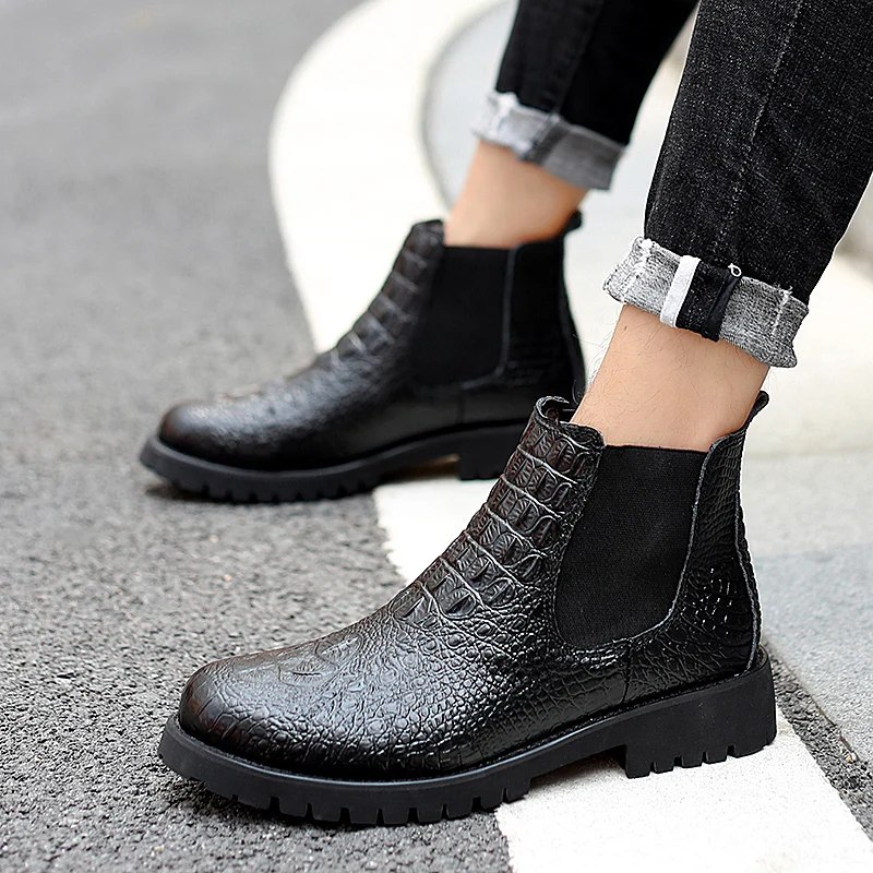 

Winter Classic boots lace up Genuine Leather Ankle Chelsea Boots Men Shoes With Fur warm Vintage Casual Motorcycle Boot Zapatos