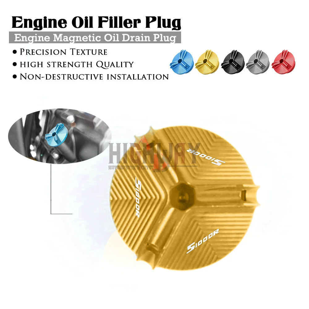

Motorcycle Accessories Engine Oil Drain Plug Sump Nut Cup Cover Oil Filler Cap for BMW S1000R 14-19 S1000XR S1000RR HP4