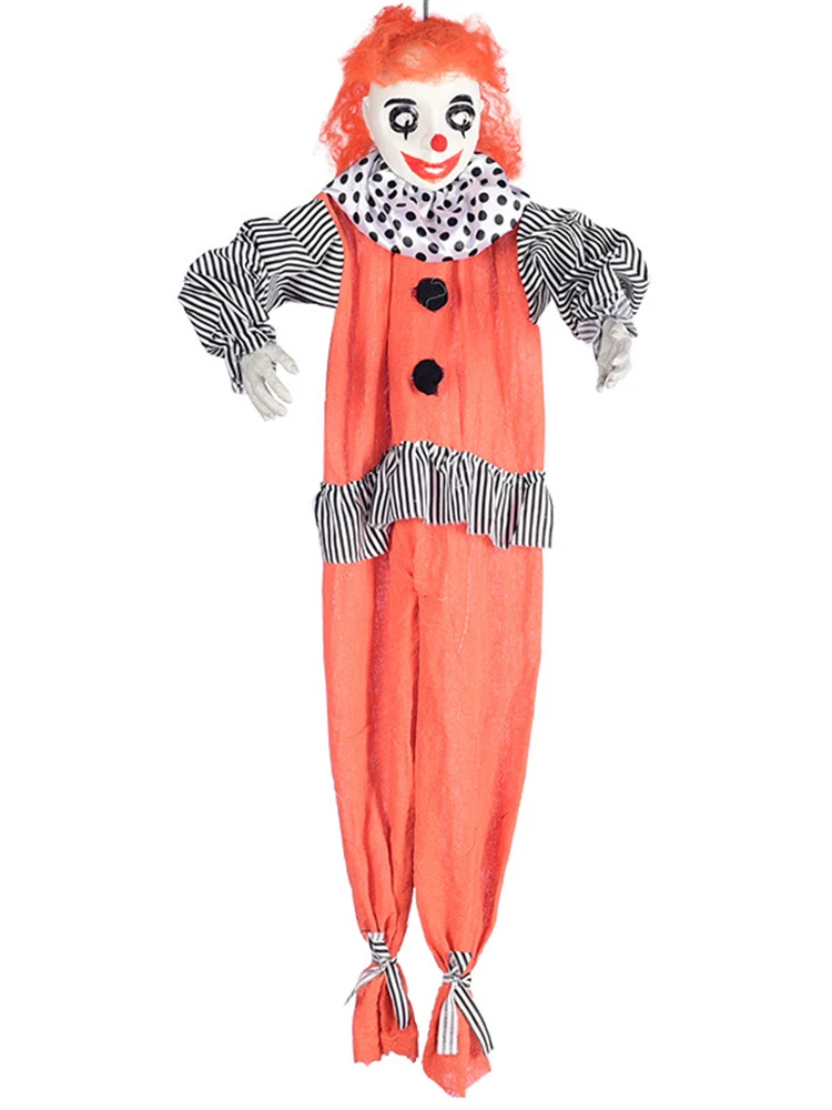 

Halloween Decoration Yellow Hair Clown Hanging Ghost Party Scary Props Haunted House Voice Control Sensor Switch Party Decora