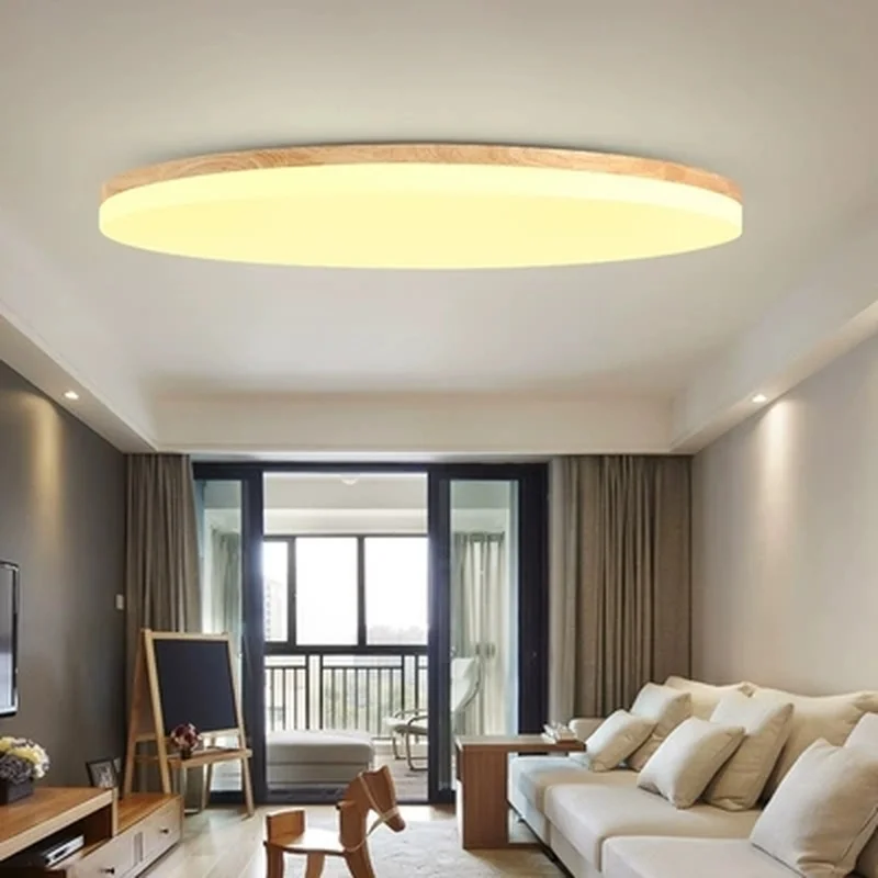 LuKLoy Modern Wood Ceiling Mount LED Light Lamp with Lens Larger Beam Angle Super Thin 5cm for Living Room Bedroom | Лампы и освещение