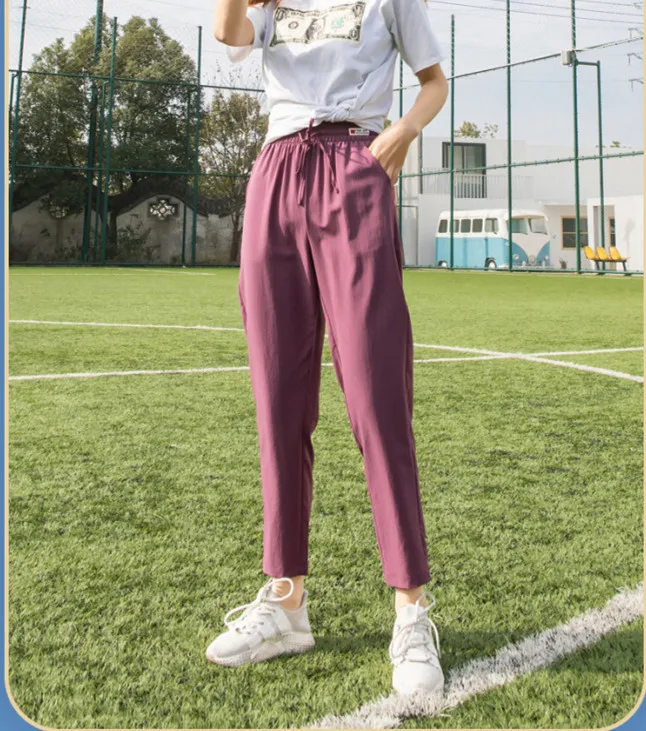 

2021 casual sports harem pants small ice pants explosion models ice silk leggings summer women's pants quick-drying pants
