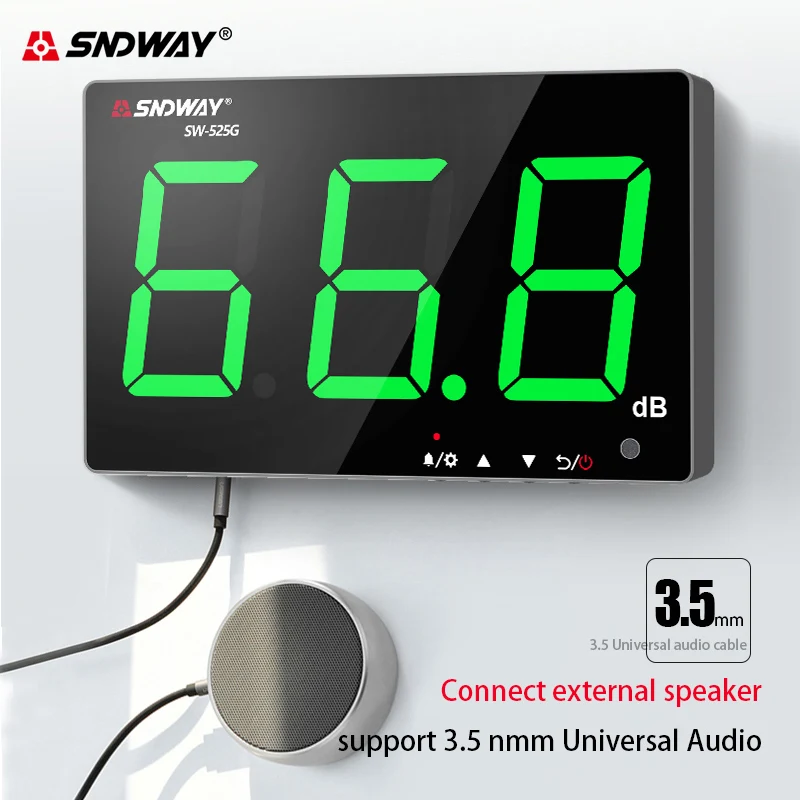 

SNDWAY SW-525G sound level meter 30-130 dB wall-mounted digital noise meter USB charging measurement decibel monitoring noise