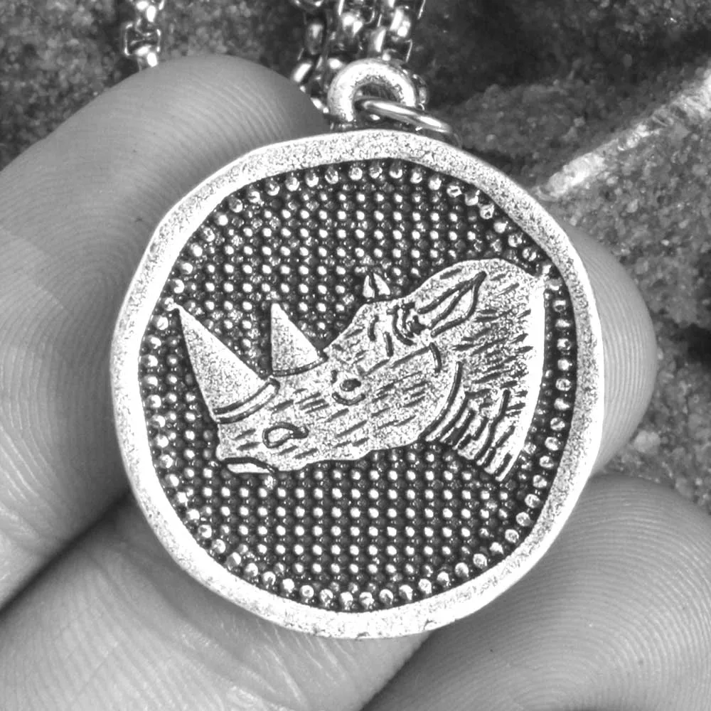 Ожерелье с Носорогом уникальный кулон медаль монеты животными 25 х мм подарки