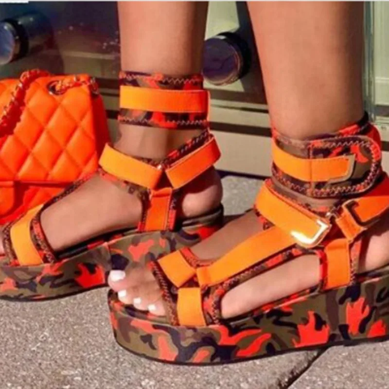 Сандалии-гладиаторы женские на платформе роскошные брендовые босоножки