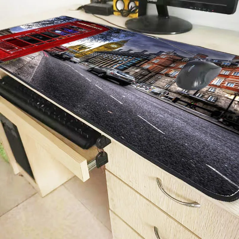 Mairuige London Big Ben Phone большой коврик для мыши игровой коврик для мыши Противоскользящий коврик для игровой мыши из натурального каучука с запирающим краем