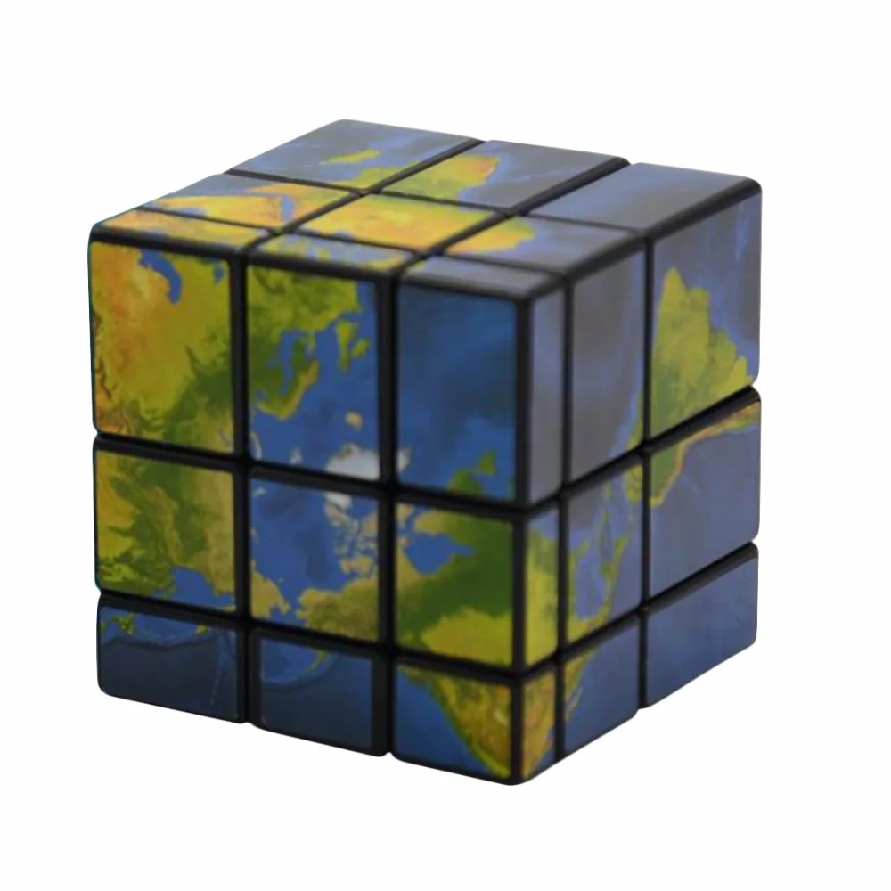 Fangge 3x3x3 зеркальные блоки стикер карты мира волшебный куб головоломка игрушка