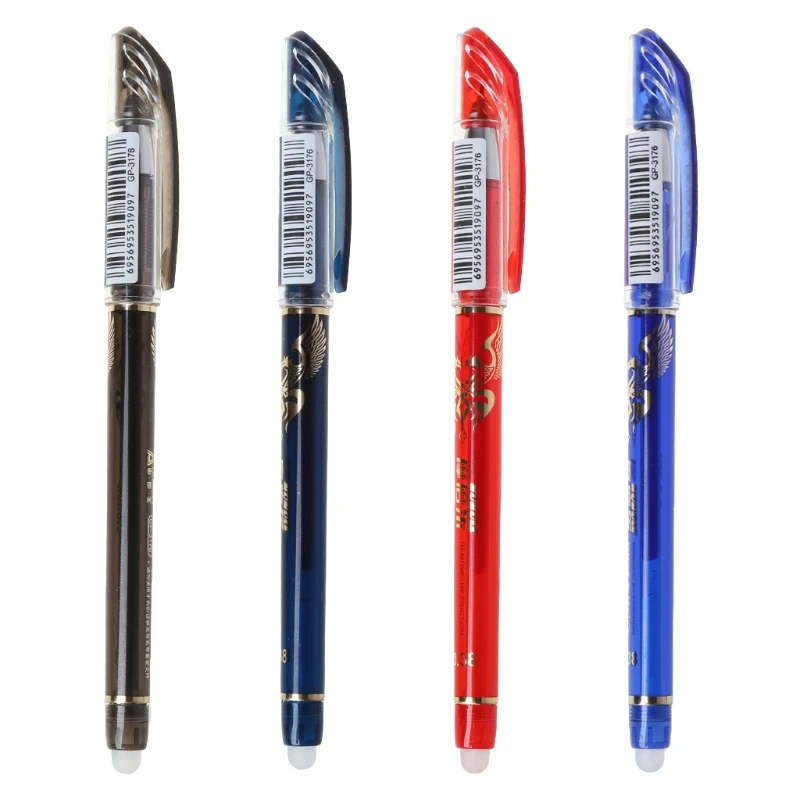 

0.38mm Erasable Gel Pen With Blue Red Black Refills School Office Stationery M5TE