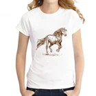 Женская футболка 2021 в комплекте с рисунком лошадки для печатающая головка женские футболки эстетическое искусство на каждый день в стиле Харадзюку, футболки с короткими рукавами с надписью для женщин размера плюс